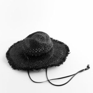 ZARA BLACK RAFFIA SUN BEACH HAT